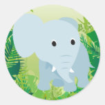Cute Baby Elephant Round Sticker
