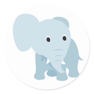 Cute Baby Elephant Round Stickers