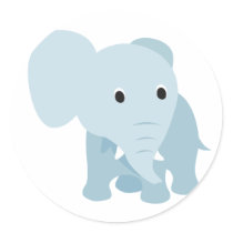 Cute Baby Elephant Round Stickers