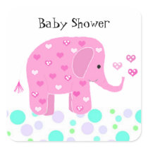 Cute Baby Elephant Thank You Square Sticker