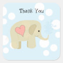 Cute Baby Elephant Thank You Square Stickers