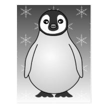 Cute Baby Emperor Penguin Cartoon Post Card