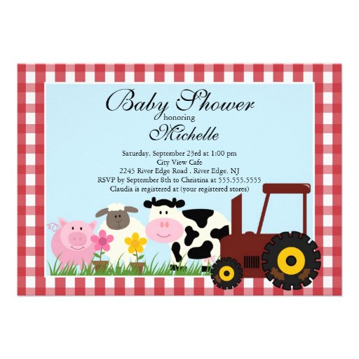 Cute Baby Farm Animals Baby Shower Invitation
