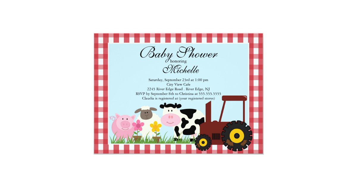 Cute Baby Farm Animals Baby Shower Invitation Zazzle
