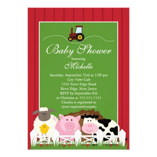 Cute Baby Farm Animals Baby Shower Invitation (front side)
