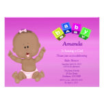 Cute Baby Girl Baby Blocks Shower Invitation
