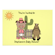 Cute Baby Girl & Horse Pony Custom Western Custom Invite