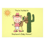 Cute Baby Girl & Horse Pony Custom Western Announcements