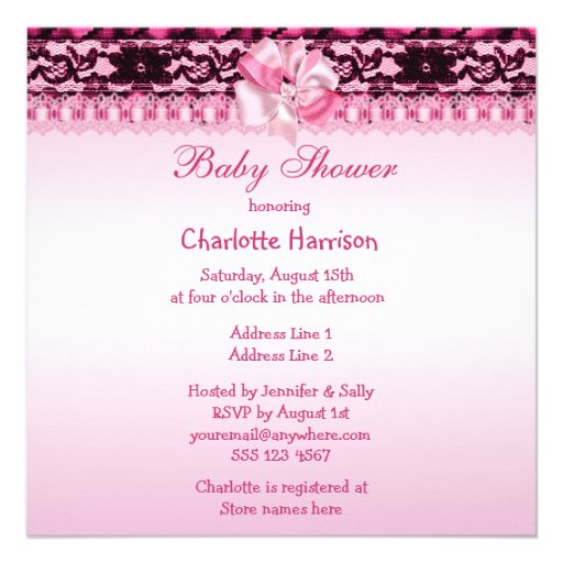 Cute Baby Girl in Pink Carriage Baby Shower Personalized Invitations