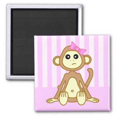 Cute  Girl Pictures on Cute Baby Girl Monkey Cartoon Magnet From Zazzle Com