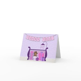 Cute Baby Girl Nursery Thank You Note Greeting Card