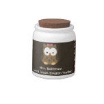 Cute Baby Girl Owl, Pink/Green/Brown Desk Storage/ Candy Jar
