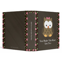 Cute Baby Girl Owl with Pink Bow Vinyl Binders
