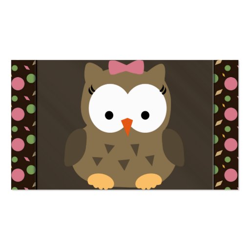 Cute Baby Girl Owl with Pink Bow Business Card (back side)