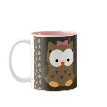 Cute Baby Girl Owl with Pink Bow Custom Coffee Mug