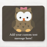 Cute Baby Girl Owl with Pink Bow mousepads