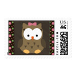 Cute Baby Girl Owl with Pink Bow stamps