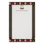 Cute Baby Girl Owl with Pink Bow stationery