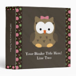 Cute Baby Girl Owl with Pink Bow Vinyl Binders