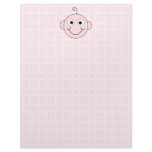 Cute Baby Girl. Pink Check Background. Letterhead Template