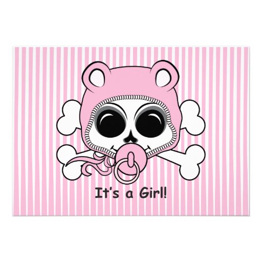 Cute Baby Girl Skull Custom Announcement