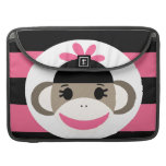 Cute Baby Girl Sock Monkey Black Pink Stripes MacBook Pro Sleeve
