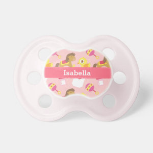 Cute Baby Girl Sweet Pink Toys Pattern Pacifier