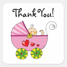 Cute baby girl thank you sticker