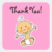 Cute baby girl thank you stickers