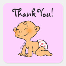 Cute baby girl thank you stickers