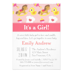 Cute Baby Girl Toys, Baby Shower Party Custom Invites