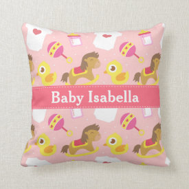 Cute Baby Girl Toys Pattern for Girls Bedroom Pillow