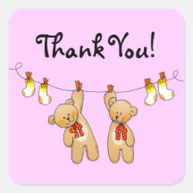 Cute baby girl twins thank you sticker