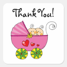 Cute baby girl twins thank you sticker