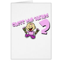 Cute, baby girls "Guess who turned 2" design cards