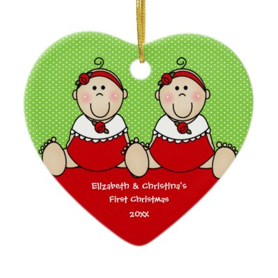 Cute Christmas Outfits  Baby Girls on Cute Baby Girls Twin S First Christmas Ornament From Zazzle Com