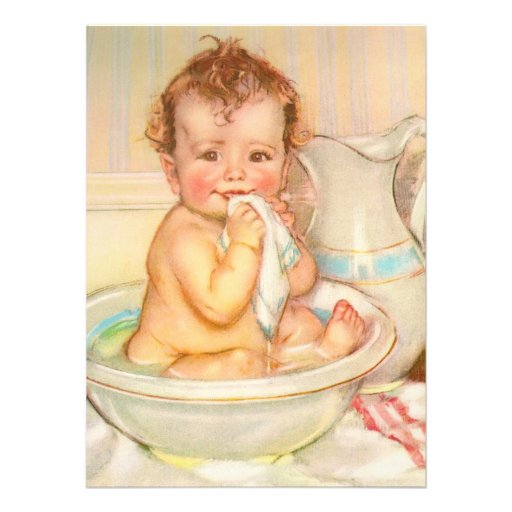 Cute Baby Having a Bath Personalized Invitation