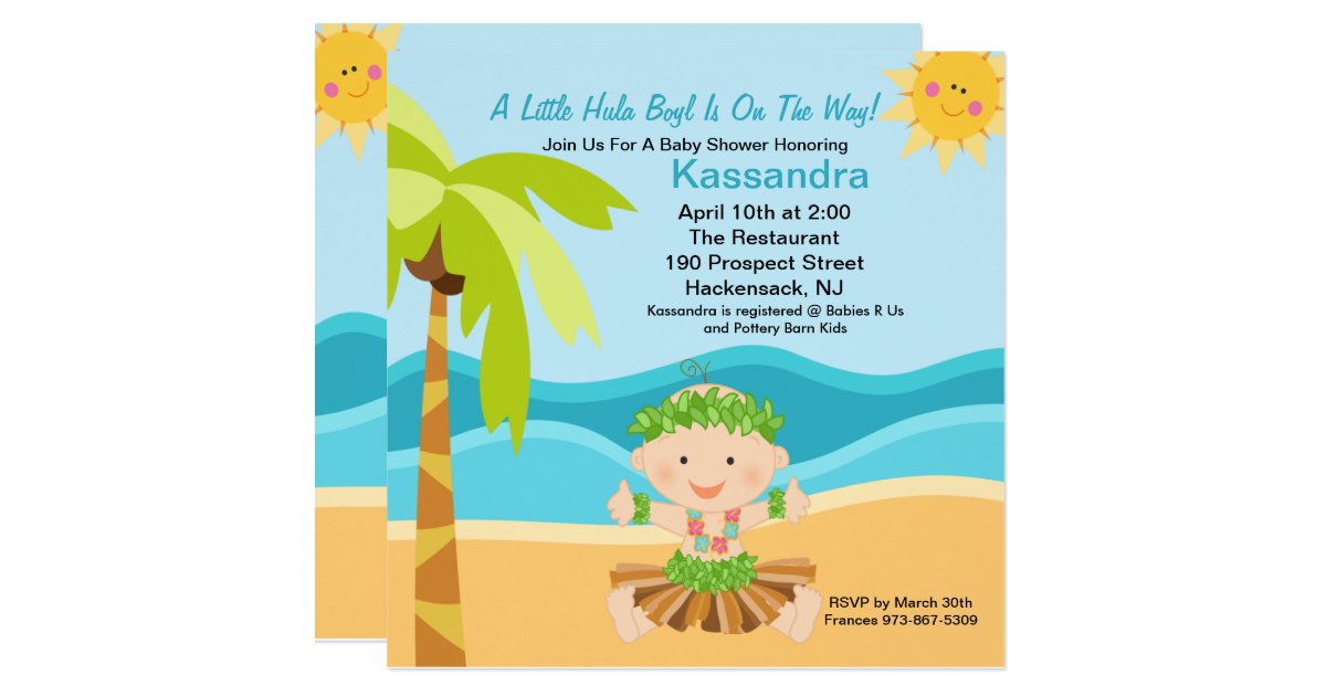 Cute Baby Hula Boy Baby Shower Invitation Zazzle