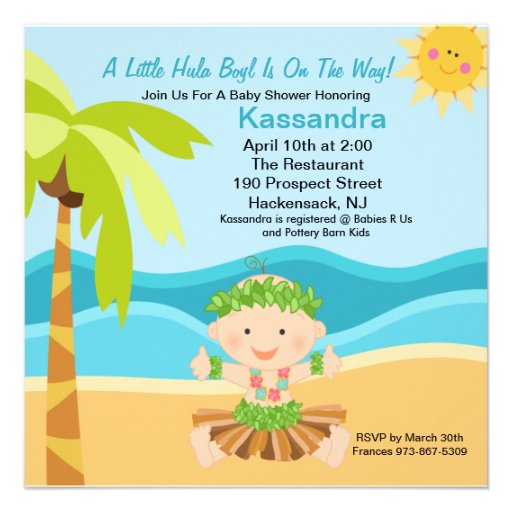 Cute Baby Hula Boy  Baby Shower Invitation (front side)