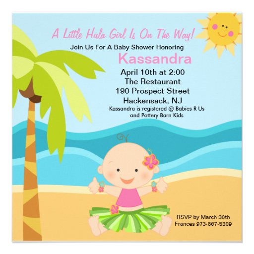 Cute Baby Hula Girl  Baby Shower Invitation (front side)