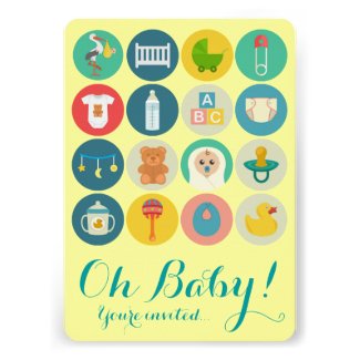 Cute Baby Items Baby Shower Custom Invitation