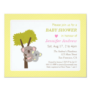 Cute Baby Koala Bear and Mommy Baby Shower Personalized Announcement