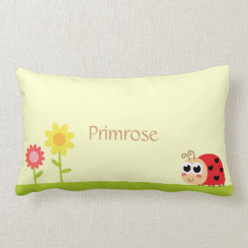 Cute Baby Ladybug with heart spots in a garden Pillow