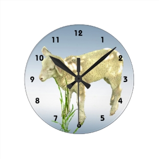 Cute Baby Lamb and Blue Sky Wall Clock