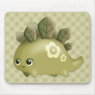 Cute Baby Leafy Dino - kawaii style creature Mouse Pad