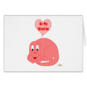 Cute Baby Light Red Dinosaur Be My Dinotine cards