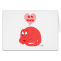 Cute Baby Mild Red Dinosaur Be My Dinotine cards