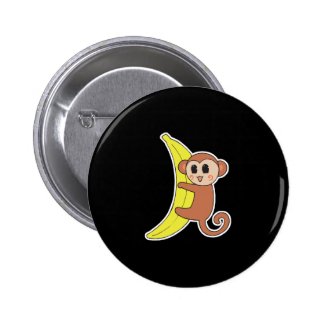 cute baby monkey on banana buttons