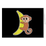 cute baby monkey on banana greeting cards