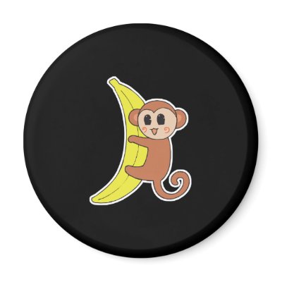 cute baby monkey on banana fridge magnet by doonidesignsanimals